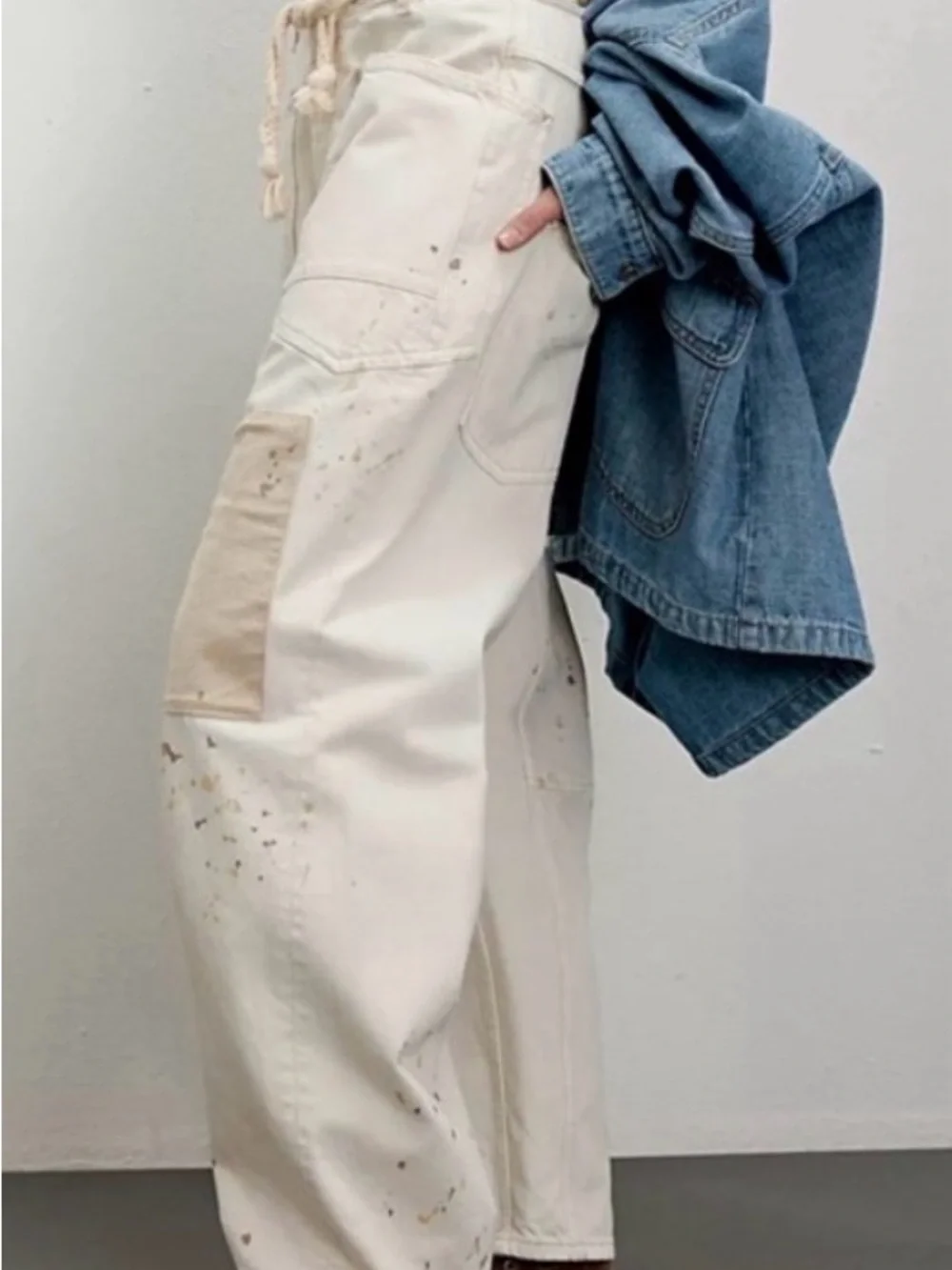 Free People We The Free Moxie Pull-On Barrel Jeans. NWT. White.